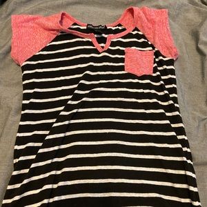 American Dream pink, black, white striped shirt